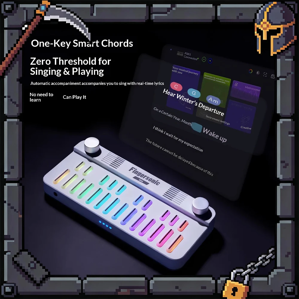 SamiCK Fingersonic Music Keyboard Play Chords With One Key Intelligent FollowUp Entertainment Keyboard 3.5mm Stereo Type-C Gift