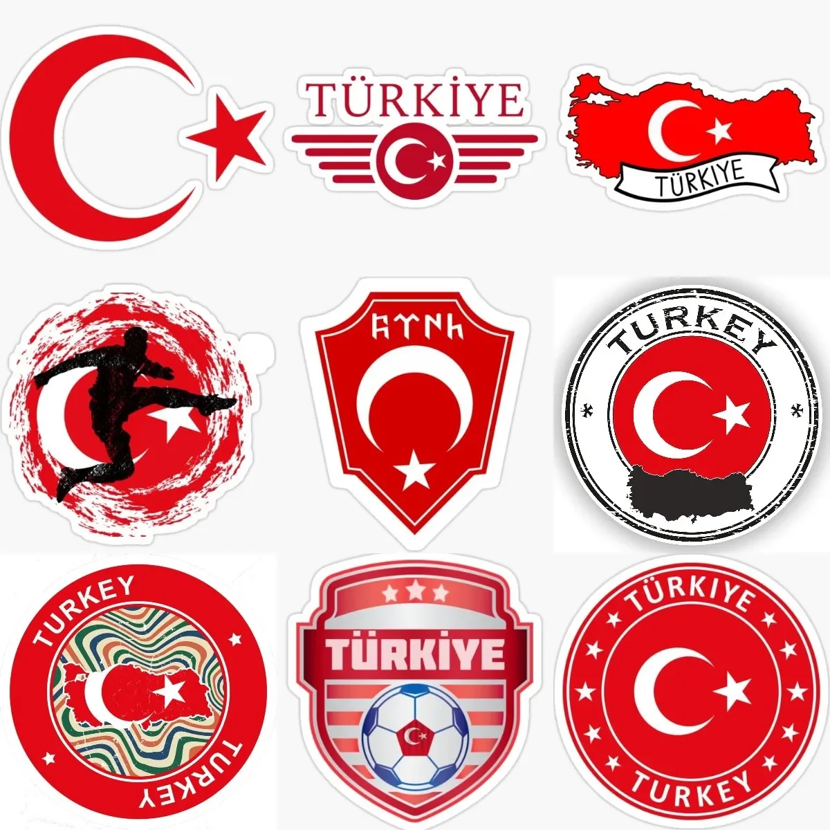 Türkiye Turkey Map Flag Badge PVC Sticker for Decorate Car Window Wall Glass Camper Laptop Truck Bicycle Table Decal Accessories