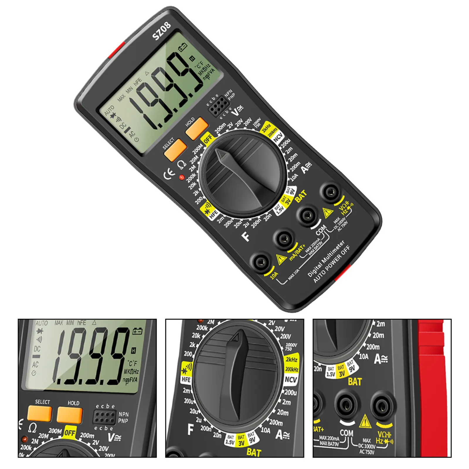1Set Digital Multimeter Portable Multifunction Testing Dc Voltage Current Diode Capacitance Electrical Repair Supplies