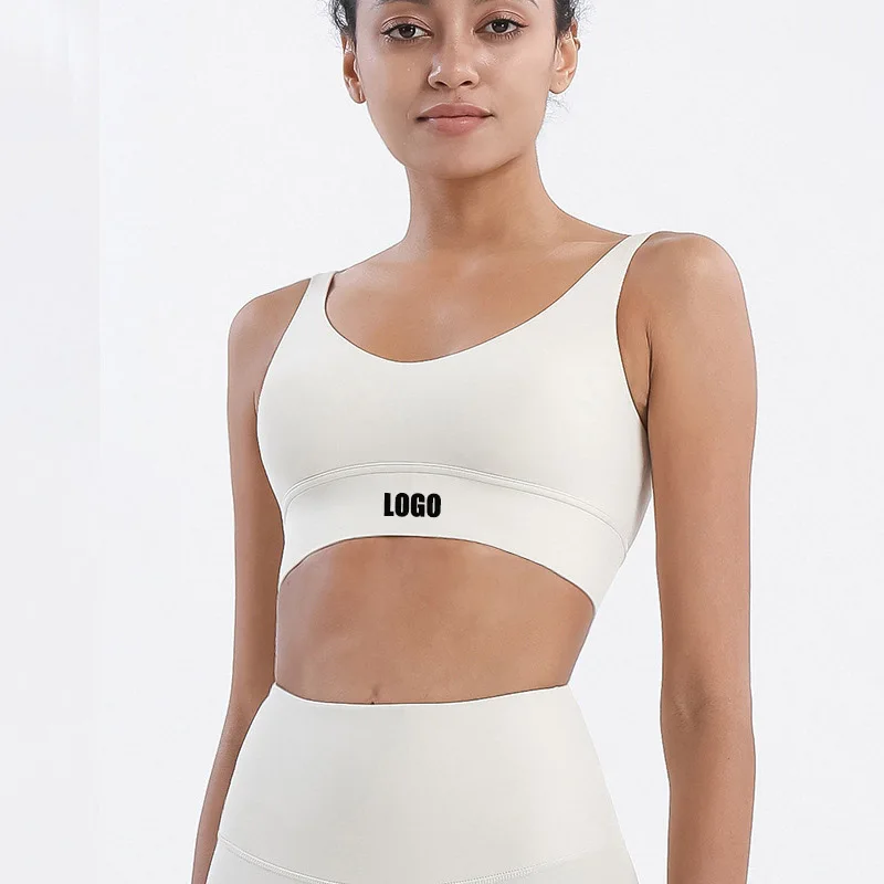 

Custom LOGO Women's Deep V Beauty Back Underwear Shockproof Yoga Sports Bra Fitness Vest