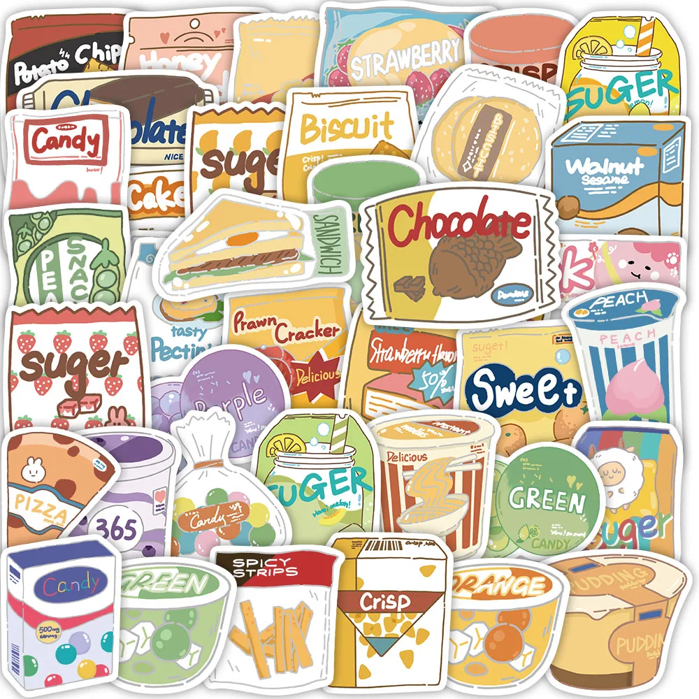 40PCS Cartoon Snack Graffiti Aufkleber Dekorative Gitarre Telefon Fall DIY Gepäck Laptop Wasserdichte Aufkleber