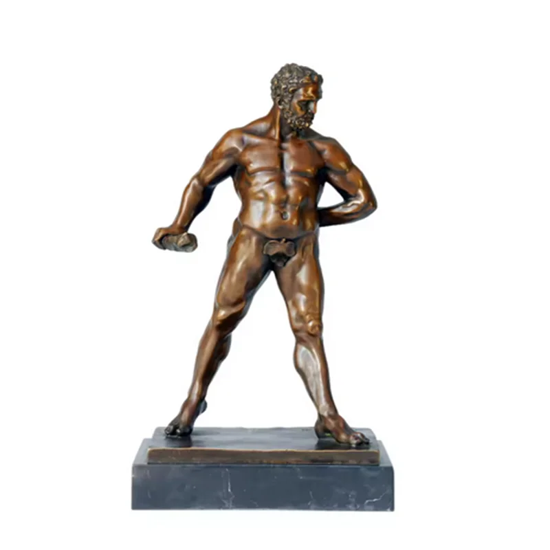 Bronze Heracles Hercules Statue Greek Mythology Hero God Sculpture Antique Figurine Collectible Art Decor Accessories
