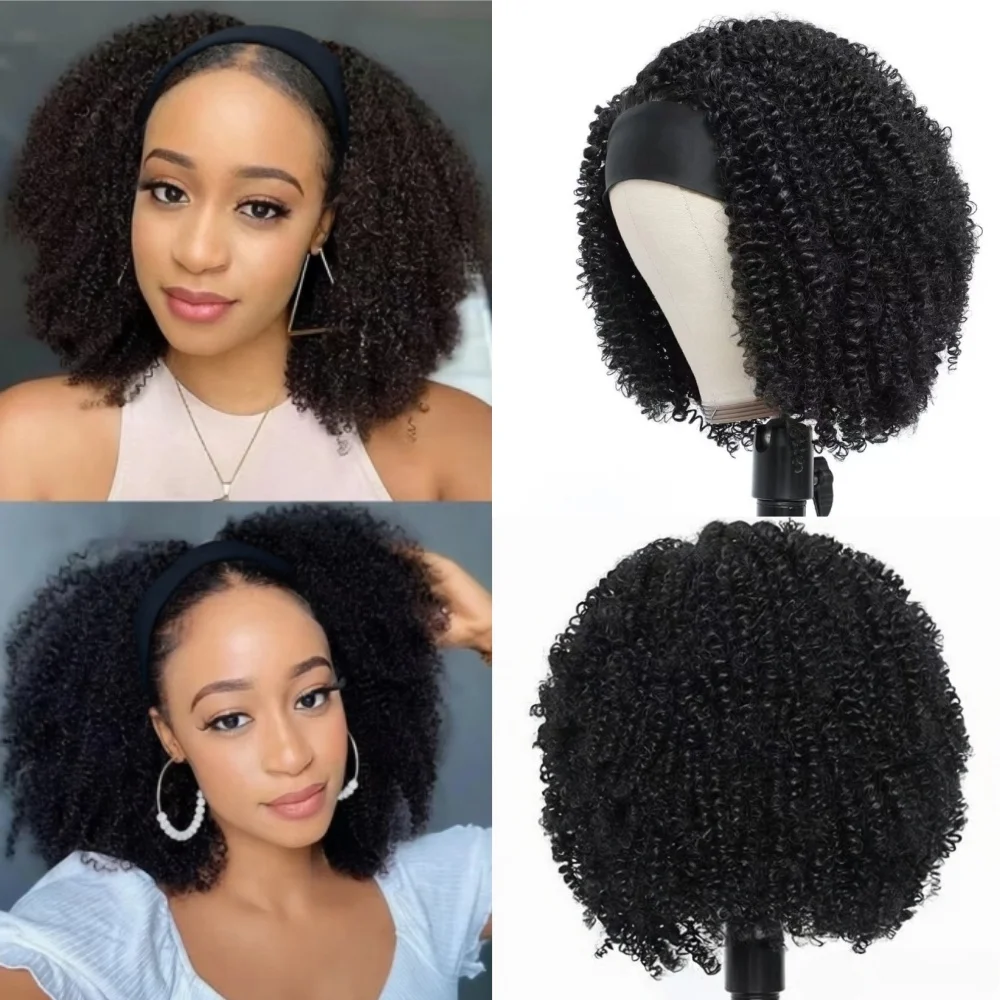 

Парик с повязкой на голову, синтетический короткий курчавый вьющийся парик из волокна, парик из высокотемпературного волокна для женщин