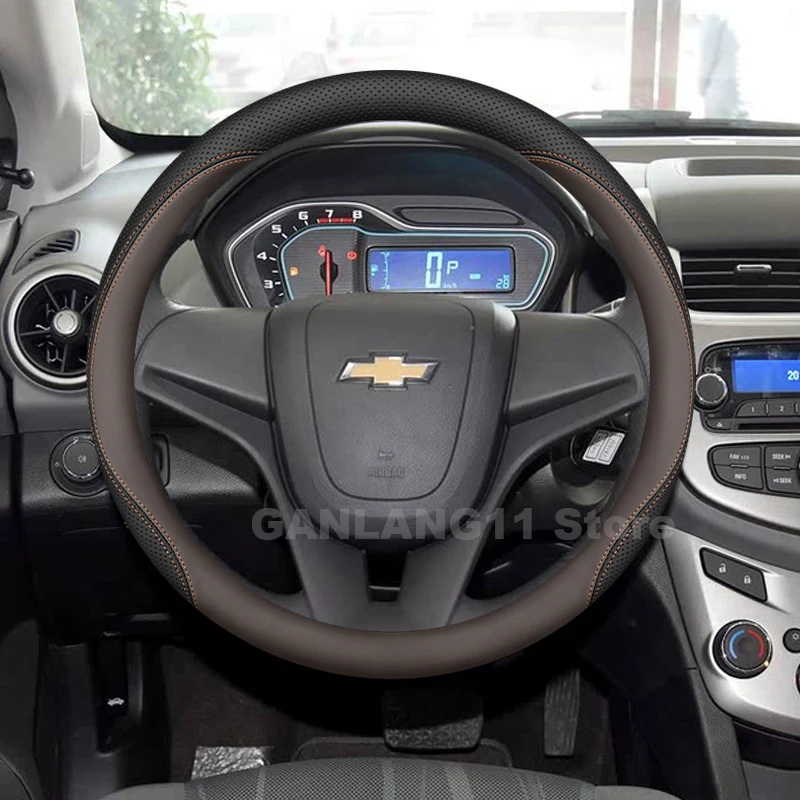 

Leather Car Steering Wheel Cover For Chevrolet Aveo T200 T250 2002-2011 Ultra Thin Auto Steering Wheel Chevrolet Aveo Accessory