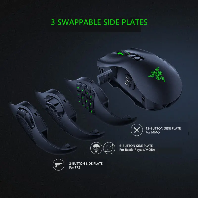 Razer Naga Pro Professional Edition NAGA Wireless BT E-sports Gaming Mouse Macro with Exchangeable Side Buttons