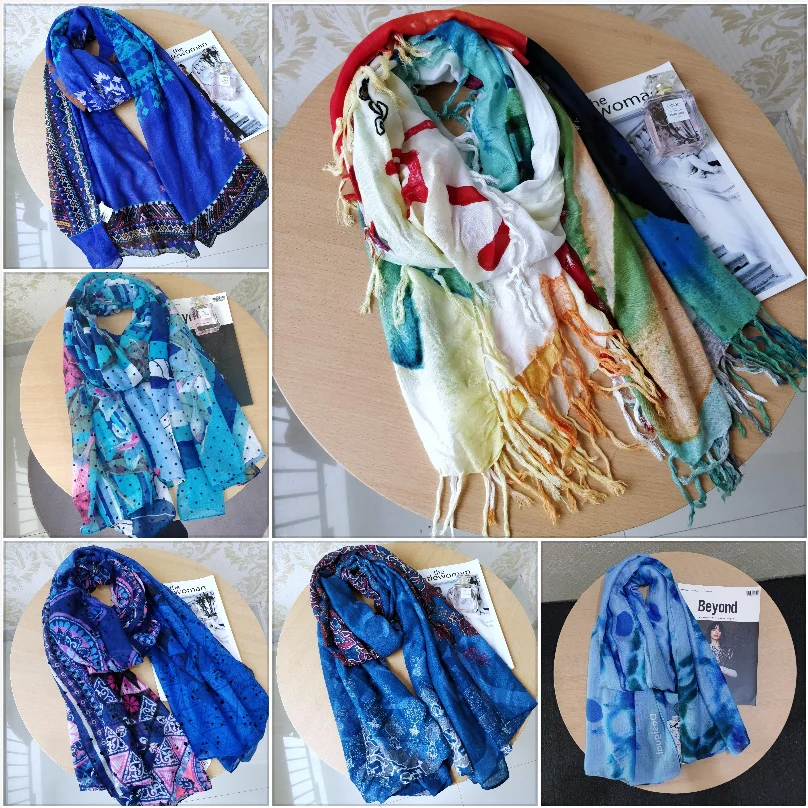 Foreign trade original Spanish printed embroidery, beach shading, warm and comfortable, fashionable women's scarves