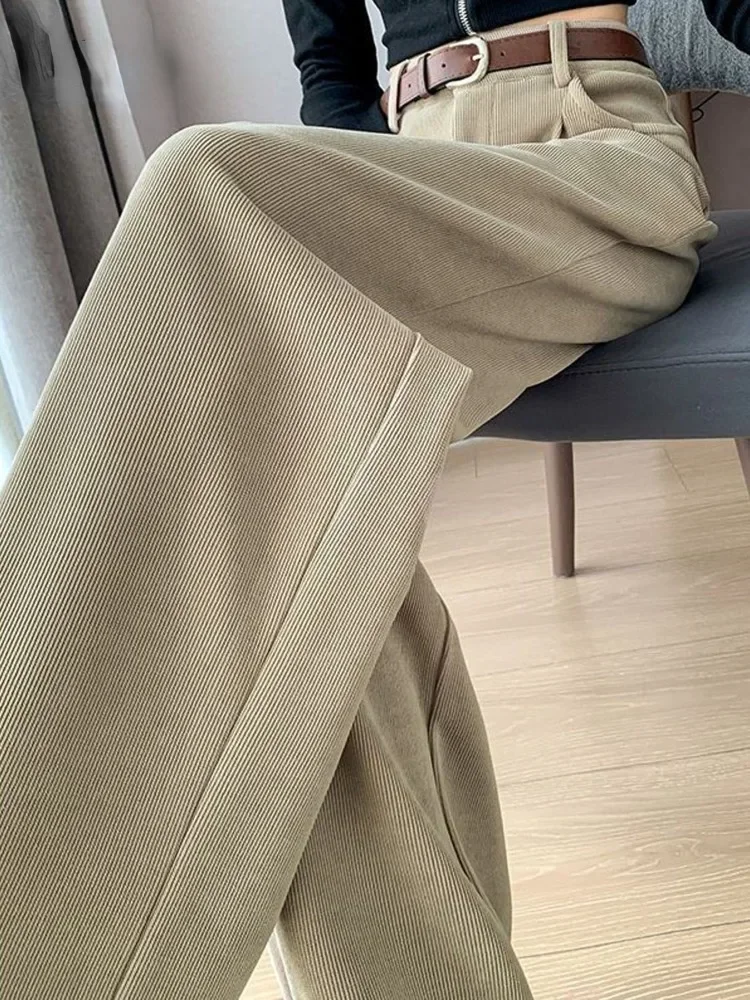 

Corduroy Pants for Women Thickening Solid Warm High Waist Women's Pants Korean Casual Loose Fashion Suit Wide Pants Woman E205