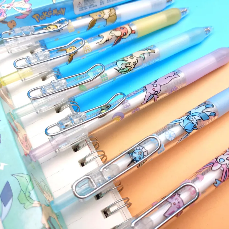 6 stücke Pokemon Gel Stifte Nette Eeveelution 0,5mm Schwarz Stift Blind Box Student Kawaii Schreibwaren Schule Liefert Überraschung Geschenke