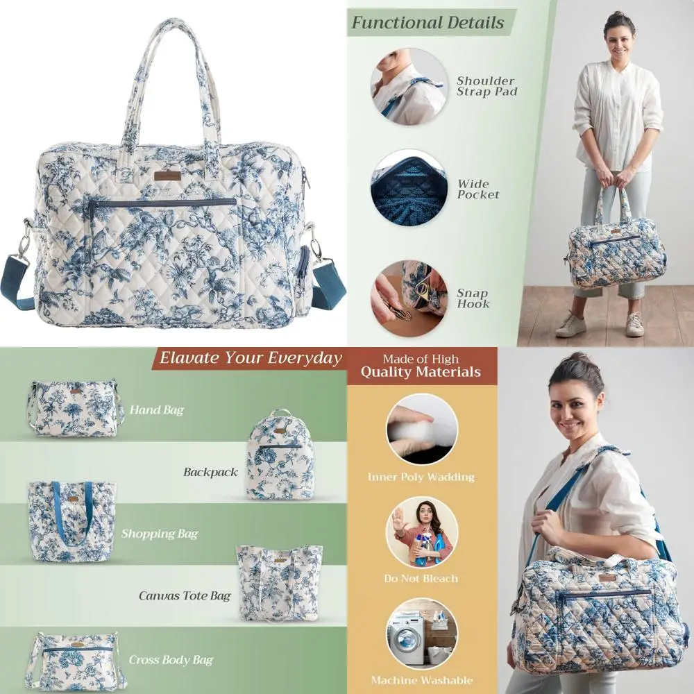 حقيبة من القماش الخشن مبطنة بالقطن - أمتعة عطلة نهاية الأسبوع للجنسين لصالة الألعاب الرياضية والرياضة وهدايا السفر