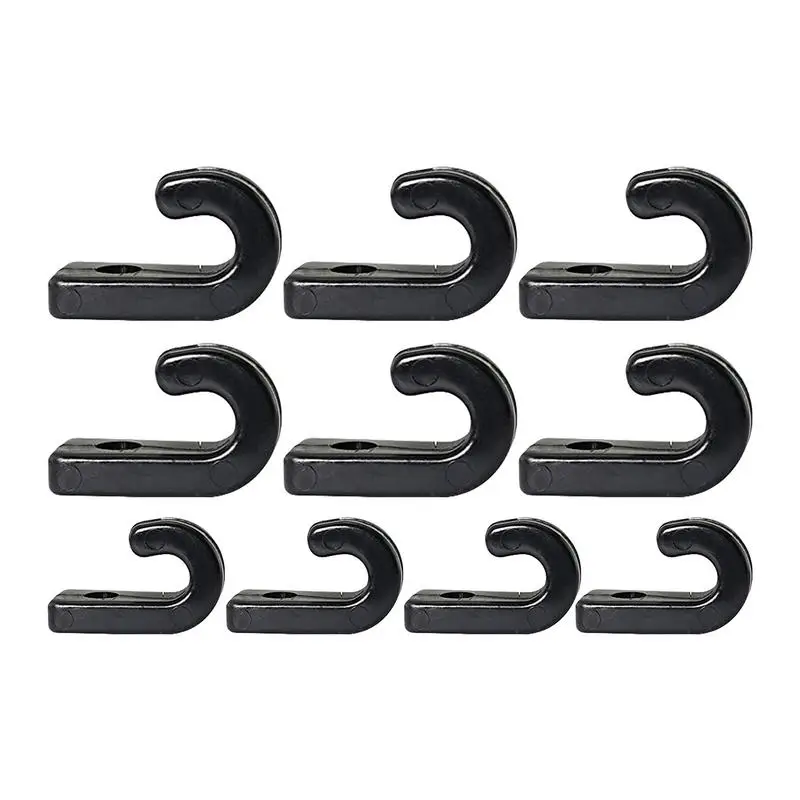 

J Shaped Hooks 10pcs Nylon Bungee Cord Lashing Hook 5mm Screw Hole Reliable Replacement Parts Safe For Paddle Board Rowing