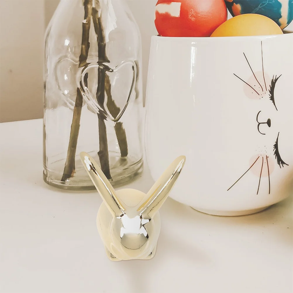 

3 Pcs Bunny Decoration Ceramic Rabbit Sculpture Animal Ornaments for Shelves Porcelain Figurines Statue