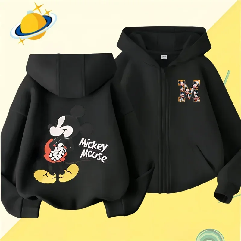 Mickey Mouse Mickey Minnie Kids zipper hoodie Cartoon Print Disney Fall/Winter Long sleeved sweatshirt Casual boys Girls Kawaii