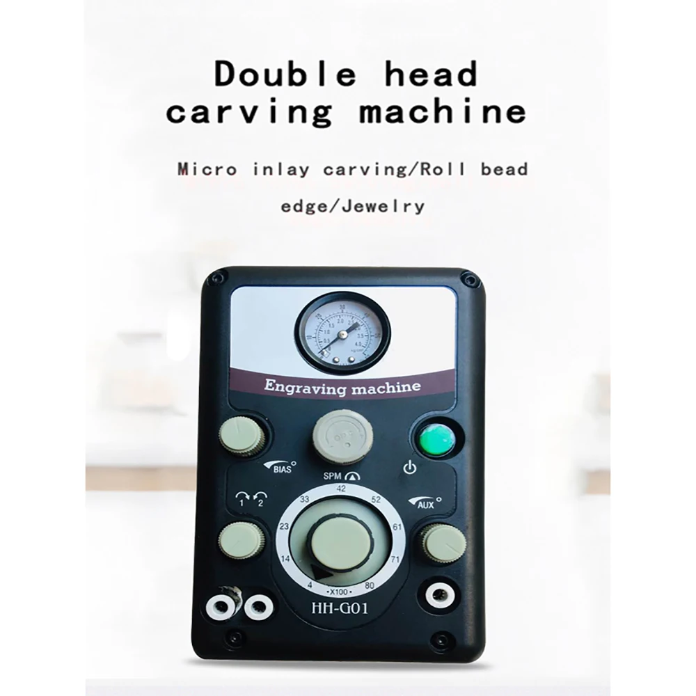400-800RPM Double-Headed นิวเมติกเครื่องแกะสลักลูกปัด Reeling เครื่องนิวเมติก Micro-Mount แกะสลัก 220V 50HZ/110V 60HZ