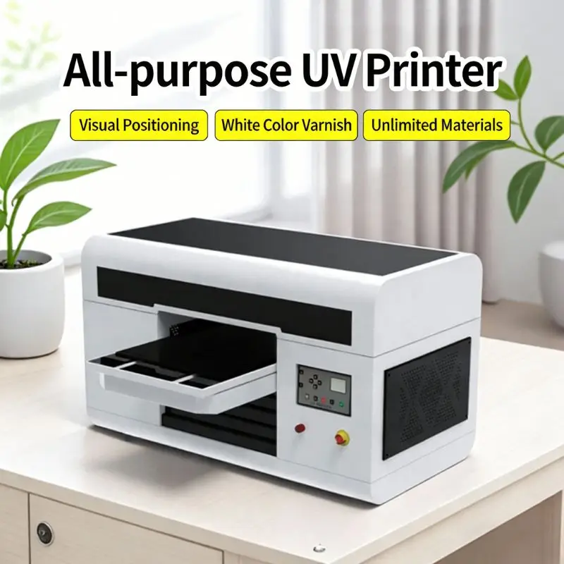 360° Mini UV Flatbed Printer 3D Embossed Printing Machine for Crystal Sticker Phone Case Acrylic Wine Bottle Logo