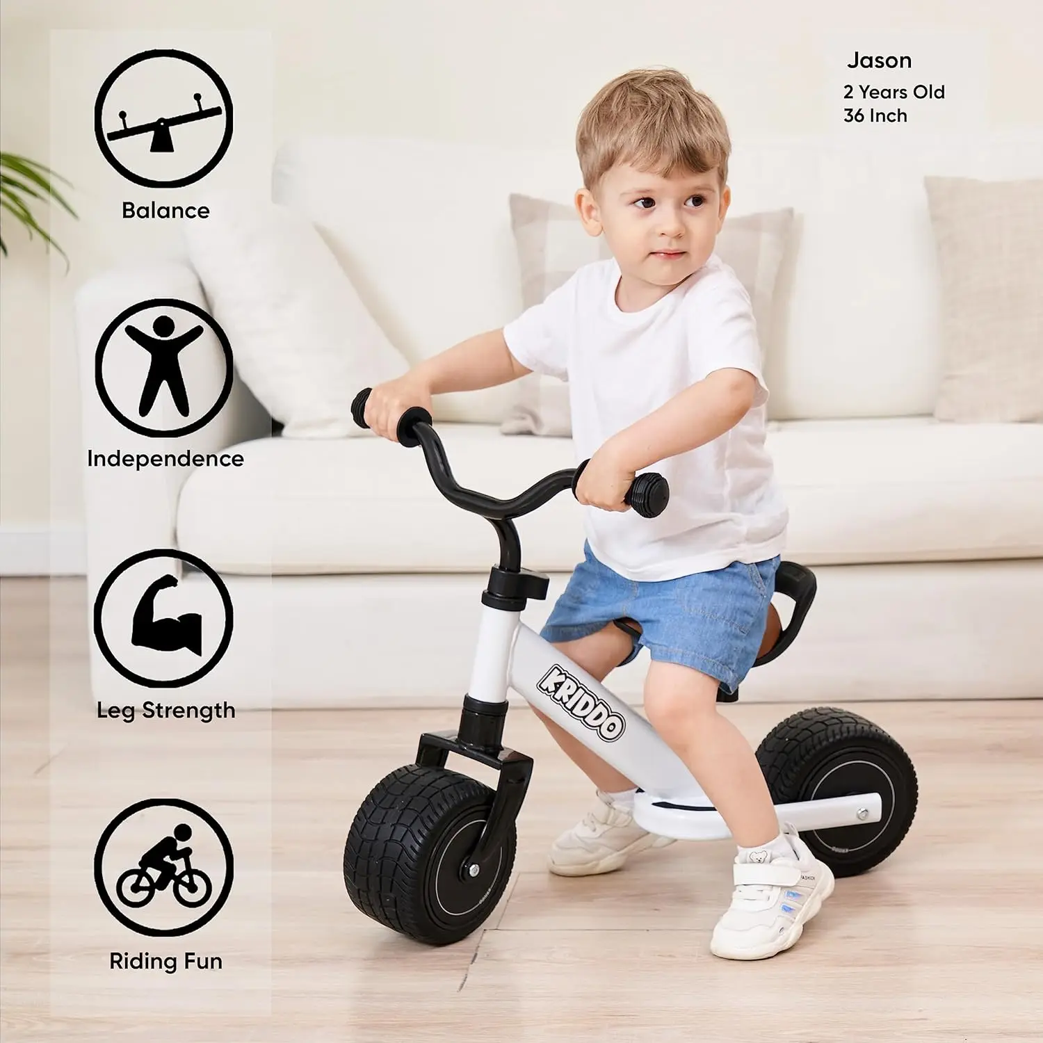Baby Balance Bike 1-2 Year Old, Mini Cruiser Bike for One Year Old First Birthday Gifts Baby Toys 12 Months to 2.5 Year Old, Whi