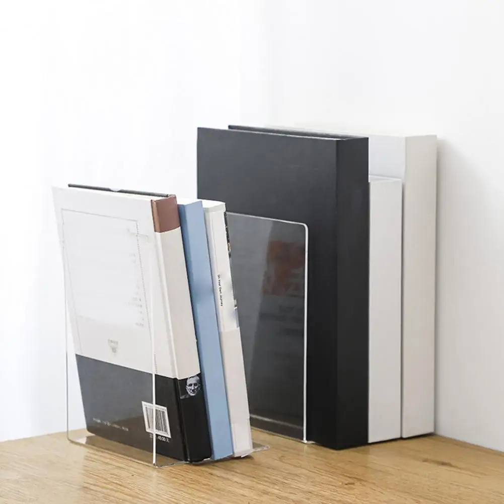 1Pc Durable Book Stopper Non Skid Lightweight  Bookshelf Stand L-shaped Bookend   for Book  Book Support Stand