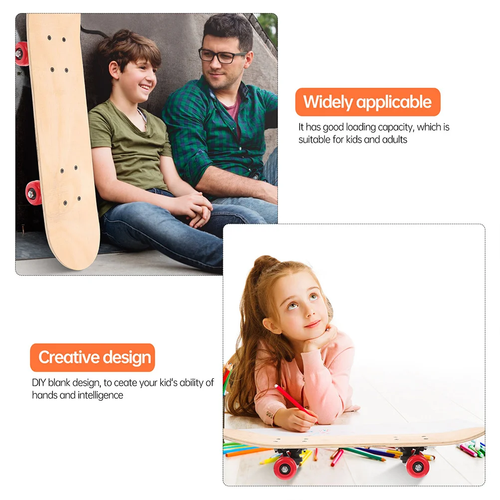 Kids Sports Toys Skateboard Skateboards DIY Graffiti Outdoor for Teens Children Light Brown Trick