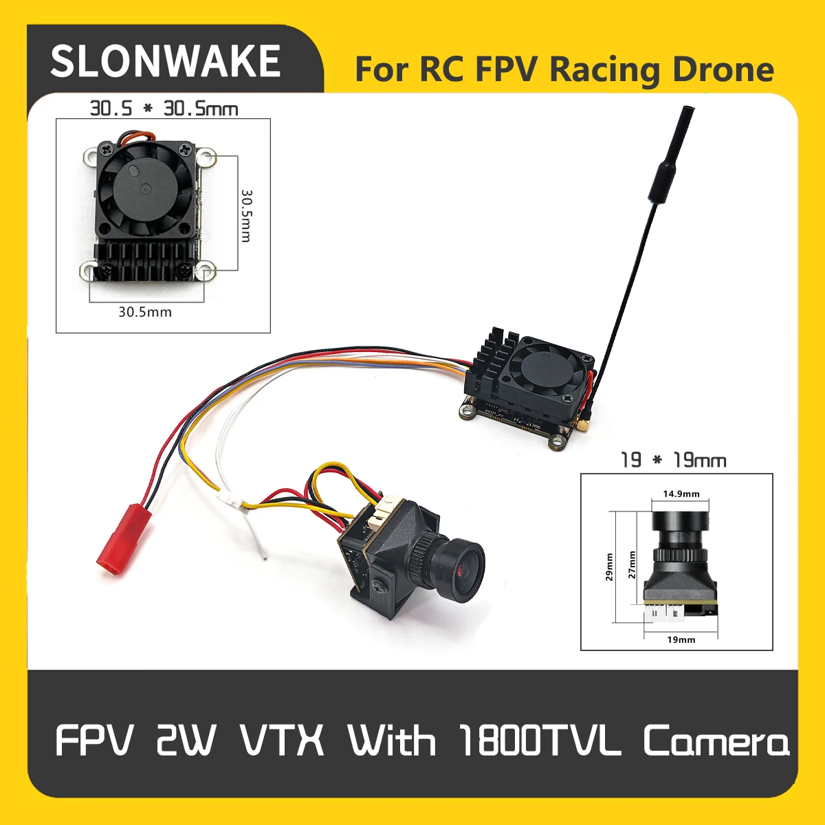 5.8G 2W FPV VTX Transmitter with Microphone + 1800TVL Straight Camera Built-in DVR + 3 Inch Goggles New Upgrade for RC Drone