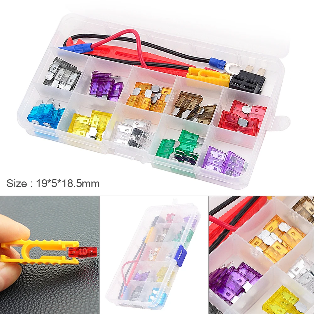 

40pcs/set With 15 Grid Box Colorful Medium Blade Fuse Assortment Take Electrical Appliances Set with Plastic Box for Cars