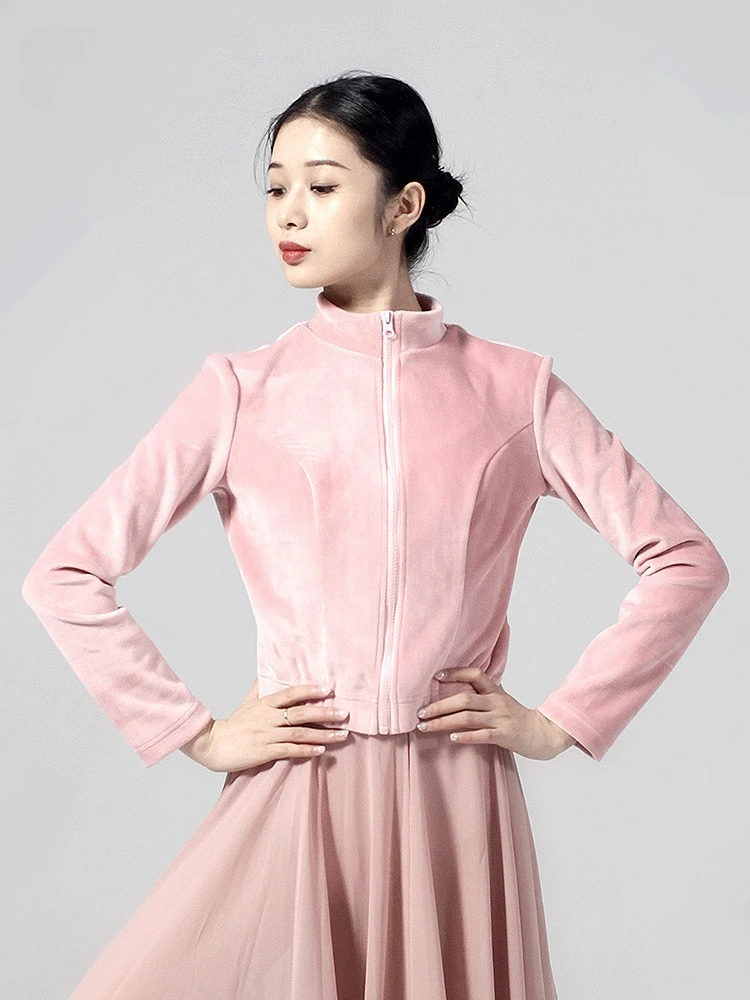Nieuwe volwassen danspraktijkkleding lange mouwen top herfst en winter balletkleding opstaande kraag dansjas verdikt