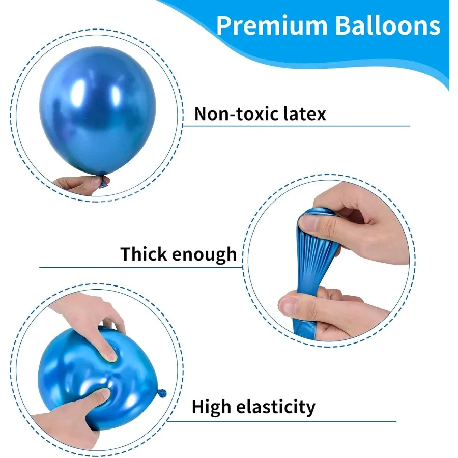 Kit arco ghirlanda di palloncini metallizzati blu argento da 87 pezzi con palloncini in lattice coriandoli blu argento da 18 12 10 e 5 pollici per bi elegante