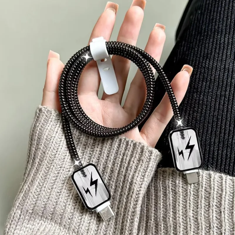 مجموعة واقيات شاحن البرق الشفافة لهاتف آيفون 15 14 منظم توفير سلك الشحن لجهاز أبل 18/20 وات كابل شفاف #3