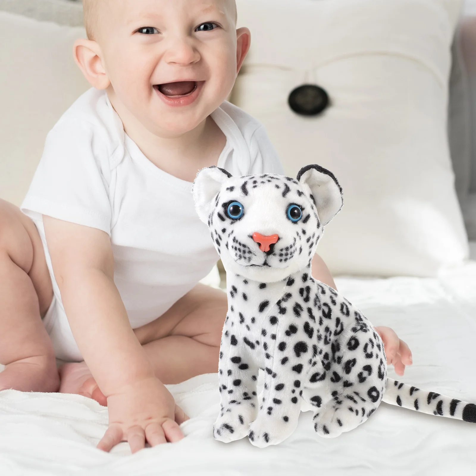 Jouet mignon léopard des neiges 23cm, Animal en peluche doux pour canapé, chambre à coucher, voiture, léopard des neiges mignon, cadeau de jeu pour la maison