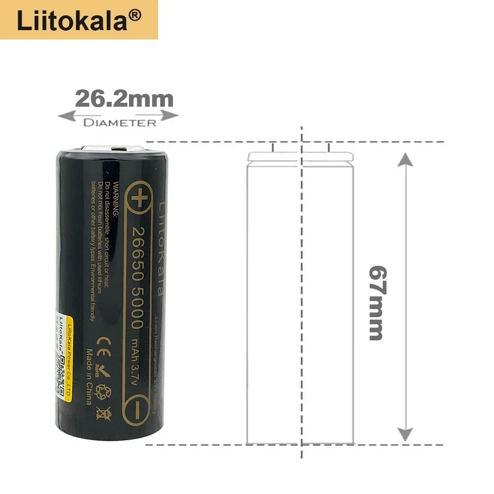 26650 3,7 V 5000 mAh bateria o dużej pojemności 26650 50A akumulator litowo-jonowy akumulator do latarki zabawkowej + ładowarka