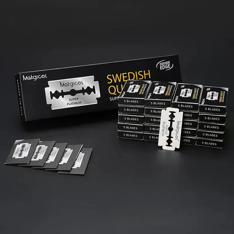 Лезвие для бритвы из нержавеющей стали, старомодное ручное двустороннее лезвие для бритвы, парикмахерские инструменты