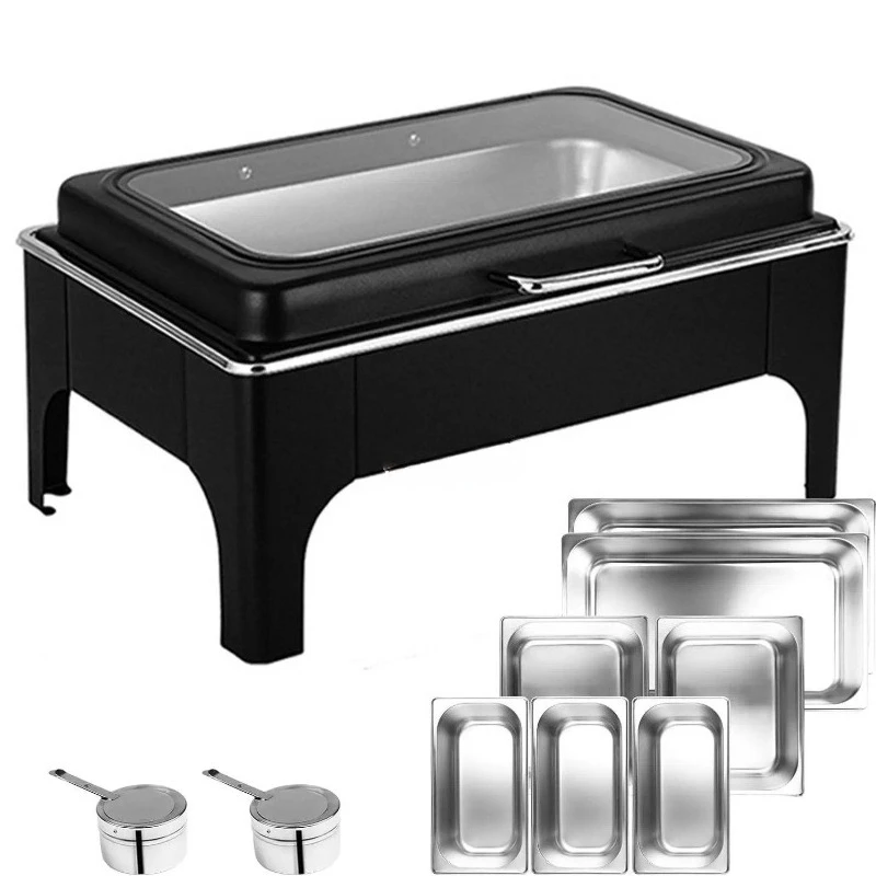 Stainless Steel Hydraulic Buffet Furnace Flip Insulation Furnace Visual Heating Buffet Breakfast Furnace Insulation Pot