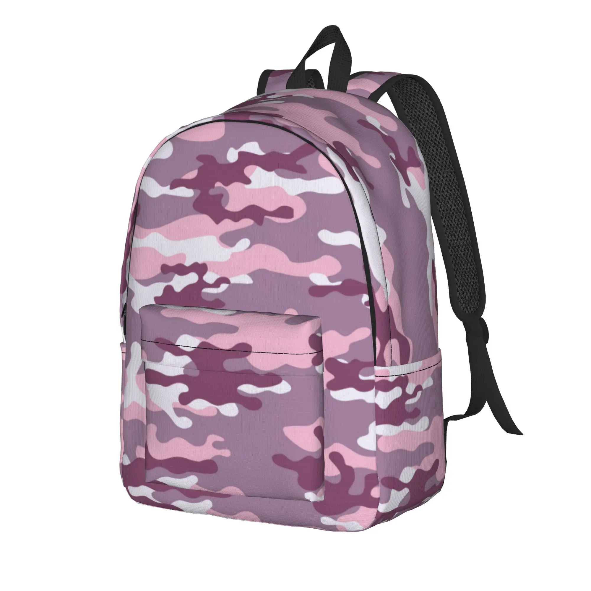 Abstract Pink Camouflage Classical Backpack Durable Student Work  Daypack for Men Women Laptop Shoulder Bag