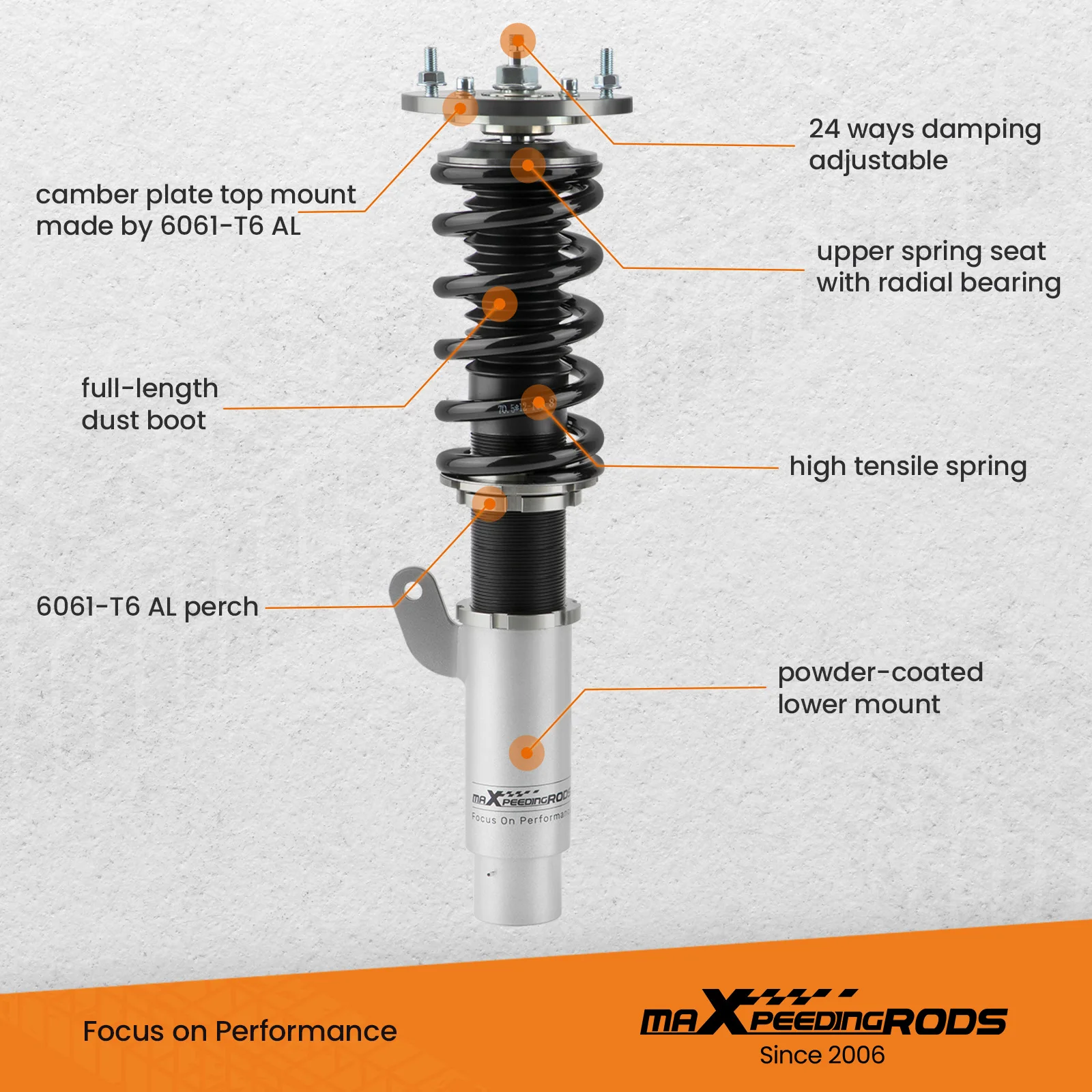 Manufacture Adjustable Soft Hard Coilover Suspension Shocks for B MW 3 E46 Coupe 320ci 325ci 330ci 320cd 330cd