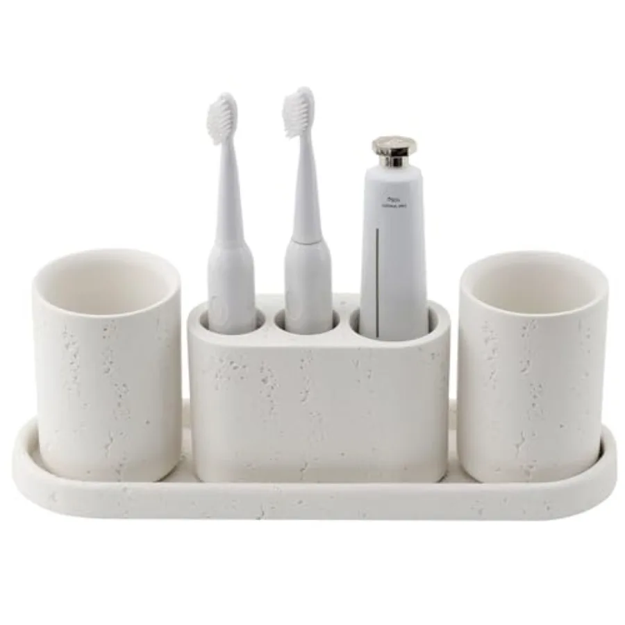 

Bathroom Accessories Set 4 pcs Toothbrush Holders Set Included 3 Slots Electric Toothbrush and Toothpaste Holder Stand 2 Tumble