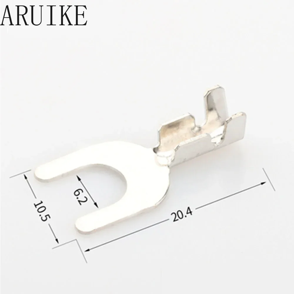 100pcs/lot 5.2 Feet Fork Cold Terminal Crab Legs Shape Connector Brass Plated Tin Surface U Type Treatment Terminals