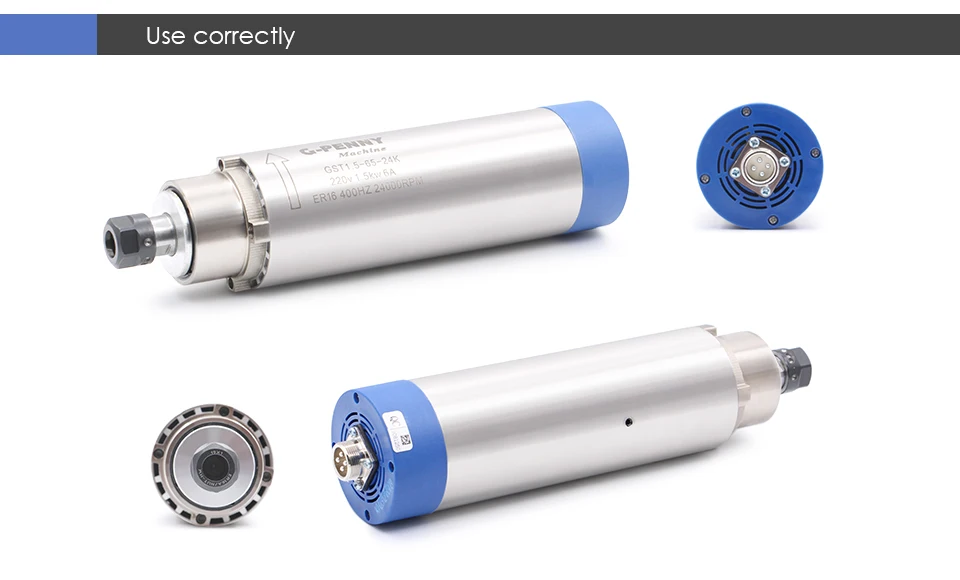 G-Penny 220V 1,5kW ER16 65mm luftgekühlter Spindelmotor für CNC-Holzbearbeitung und 1,5kW H100 Wechselrichter und 65mm Halterung – Detail 8