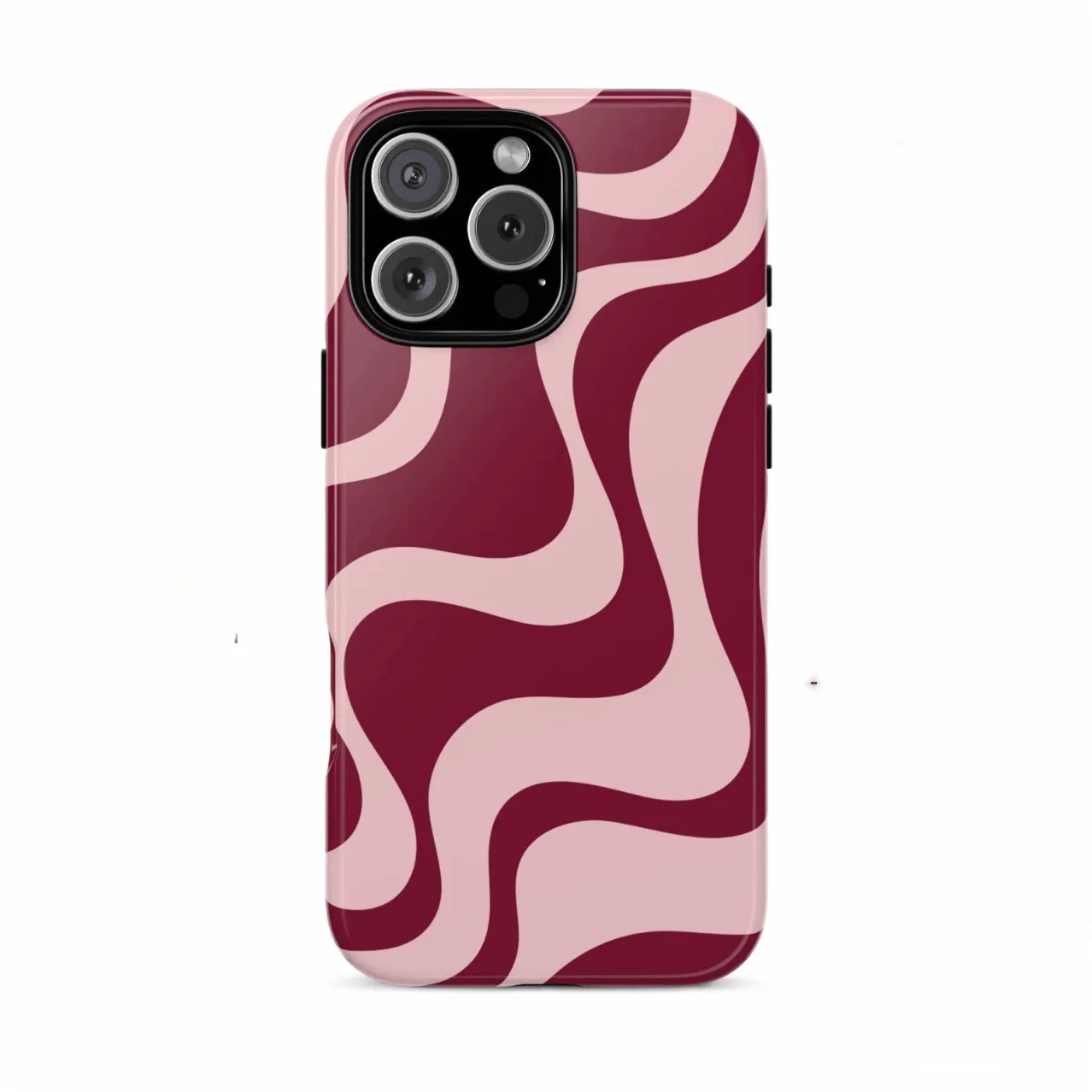 Fashionable Red Wavy art pattern Film-two-in-one Phone Case, Suitable for iPhone 17, 16, 15, 14, 13, 12, 11, etc.