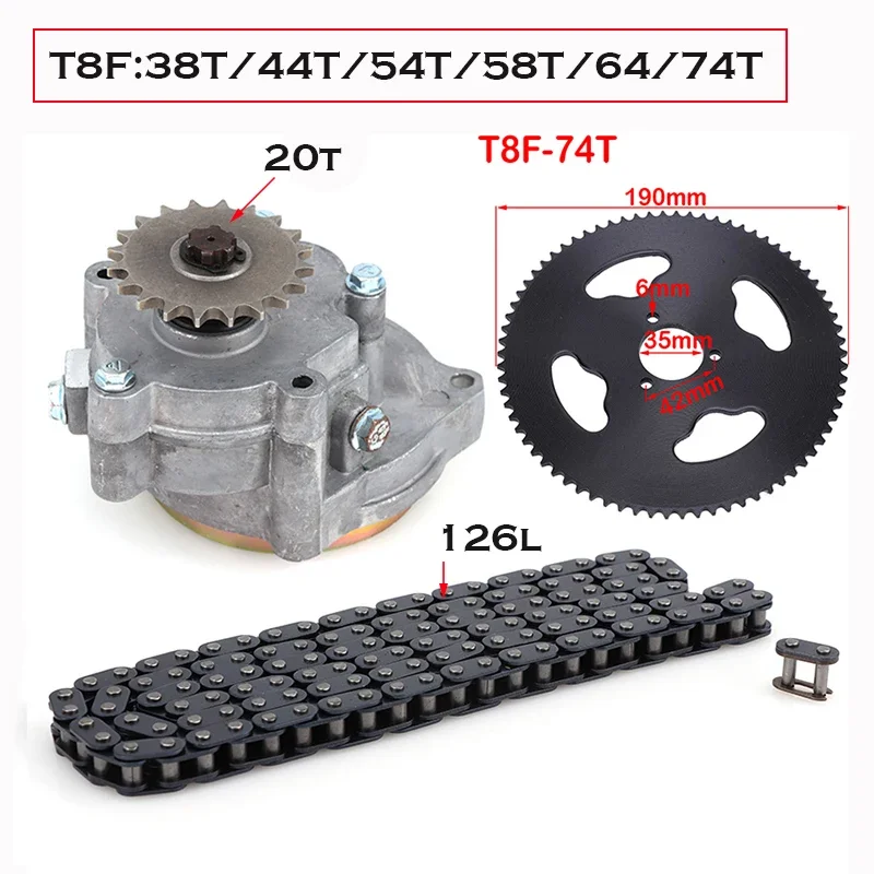 T8F Clutch Drum Gear Box Sprocket with chain for 33cc 43cc 49cc Ty Rod II Go Kart Mini Moto Dirt Bike Scooter Xtreme ATV buggy