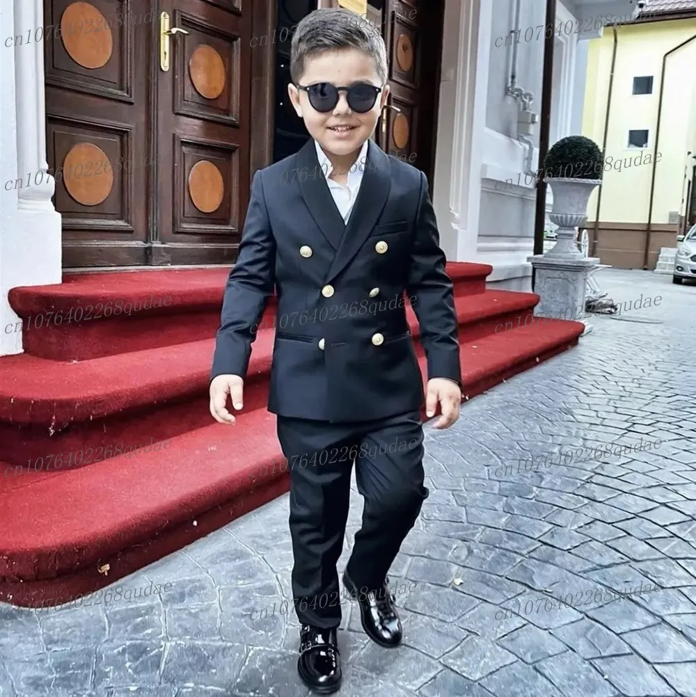 

New Black Boy's Suit Formal Occasion Kids Tuxedo Toddler Children Clothes Boys Attire 2 Piece Set Jacket Pants 2-13 Years