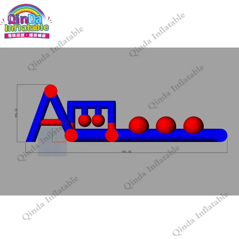 Customized Inflatable Water Obstacle Course 10M Inflatable Water Wipeout For Pool