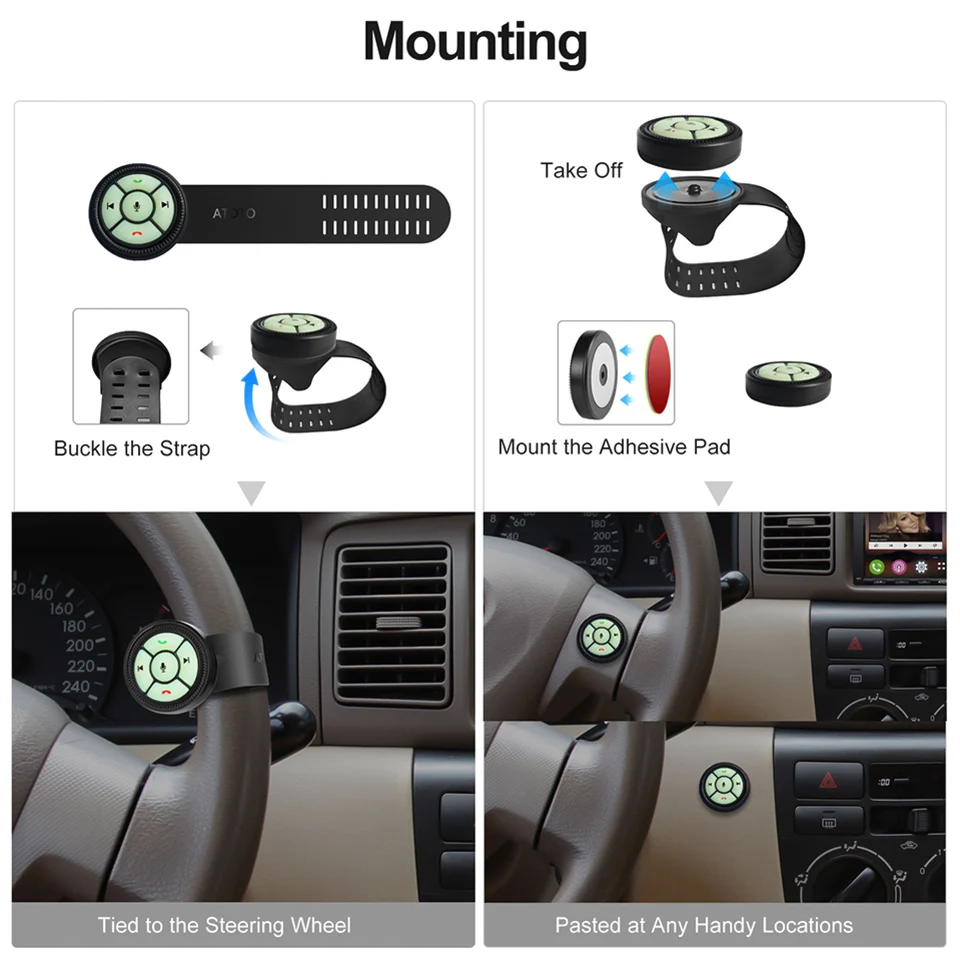 ATOTO Wireless Steering Wheel Remote Control Watch Strap 6 Keys Button for Car Radio Stereo GPS DVD Music Media Player Head Unit