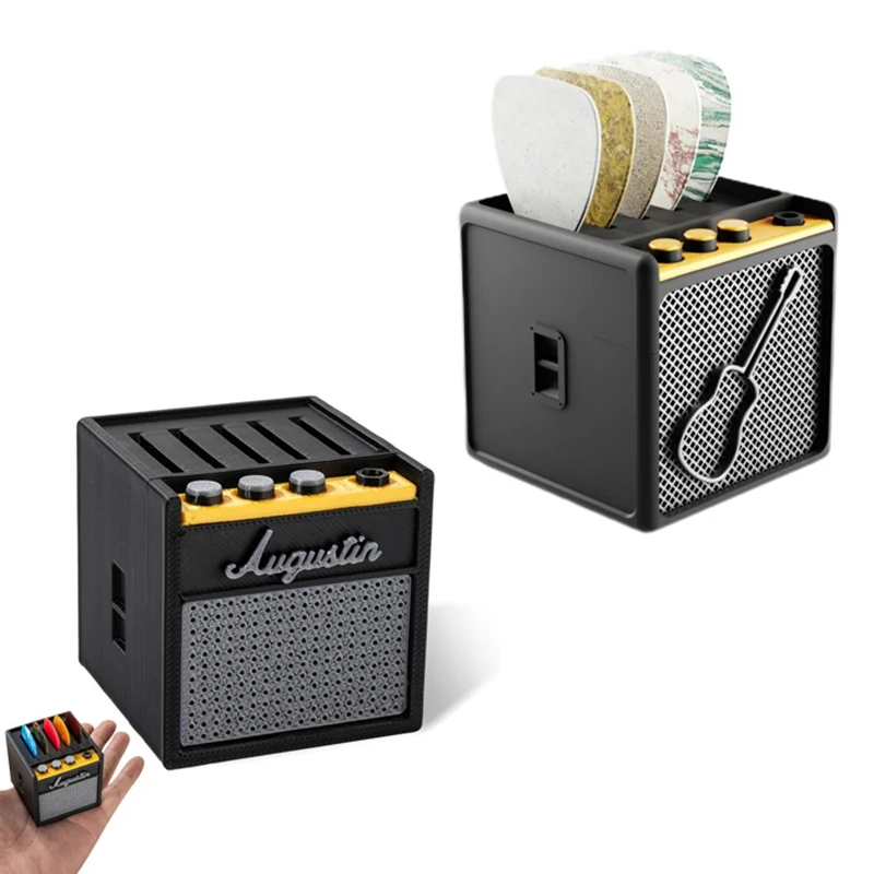 Tragbare Gitarre Pick Halter 3D Gedruckt Plektrum Lagerung Box Mit Pick Slot Gitarre Capo Tuner Saiten Lagerung Fall Display Ständer