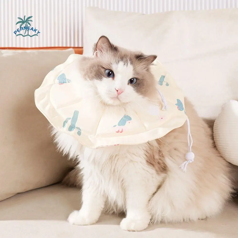 

Cartoon Pet Elizabethan Collar Adjustable Waterproof Cat Protection Collar Anti Licking Cactus Pattern Pet Cone Collar