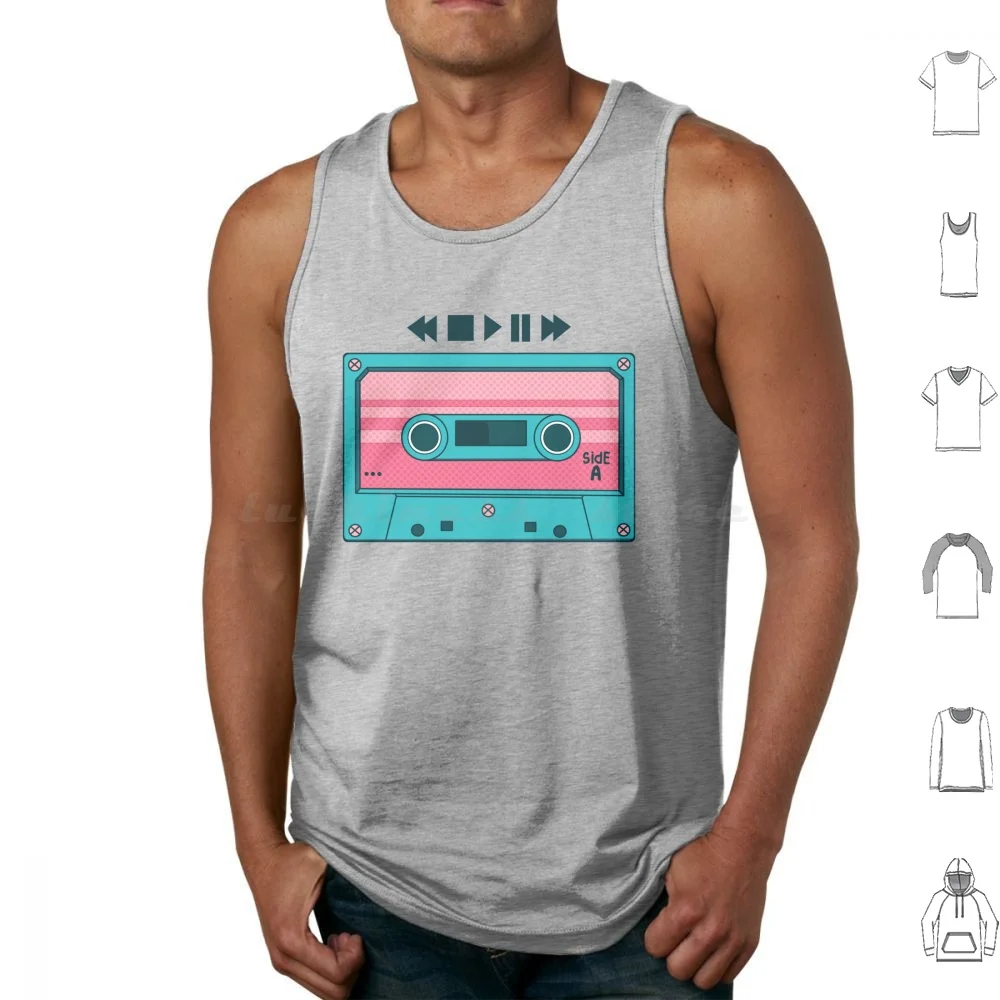 The Cute Blue Retro Mixtape ( 80s Style ) Tank Tops Print Cotton Cassette Tape Music Retro 90s 80s Mixtape Vintage Mix