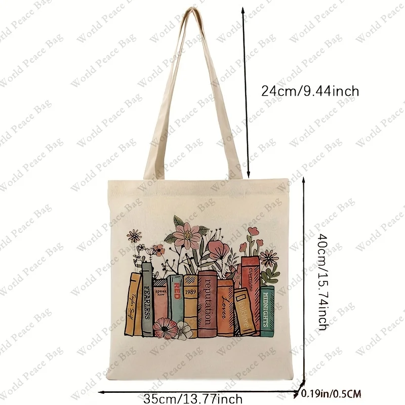 1 pz The Eras Tour Pattern Tote Bag, Floral Book Album borsa a tracolla in tela, versione TS borsa, regali di natale e Halloween