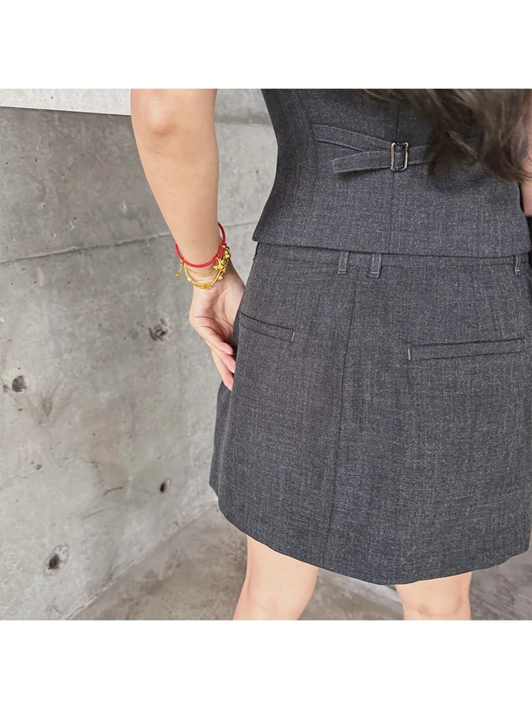 

Casual Fashionable Women's Summer Outfit Short Sleeve Vest Skirt Set Elegant Pleated Skirt Two-Piece Set Student Work Un...