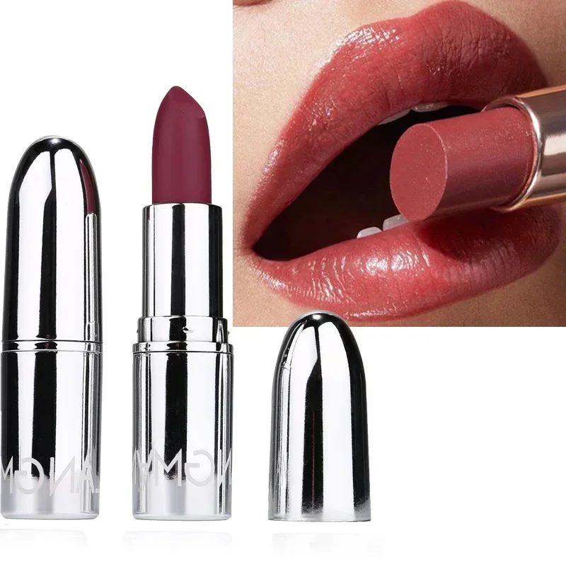 Silver Matte Lipstick Nude Velvet Waterproof Long Lasting Non-stick Cup Lip Stick Sexy Red Pink Velvet Lipsticks Makeup Cosmetic