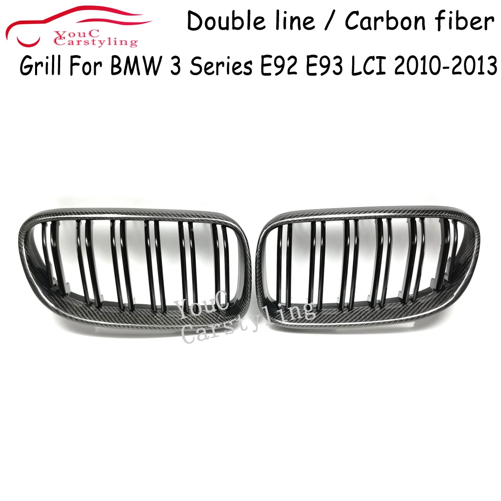 

E92 Real Carbon Fiber Gloss Black Front Bumper Kidney Grille For BMW 3 Series E92 E93 Coupe Convertible 2010 2011 2012 2013