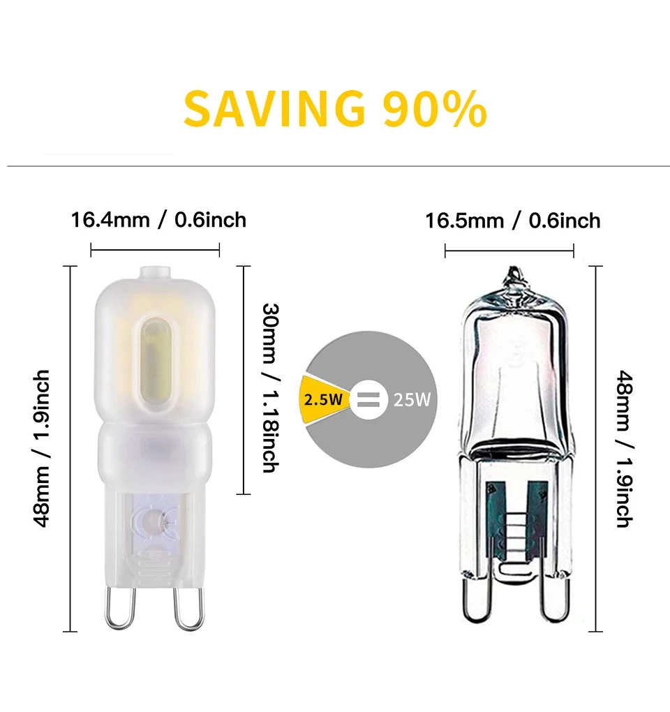 10 قطعة/الوحدة LED لمبة G9 Mini 3 واط AC220V خالية من الوميض الضوء الأبيض الدافئ يمكن أن تحل محل 20 واط 50 واط مصباح هالوجين مناسبة لمصابيح الكريستال