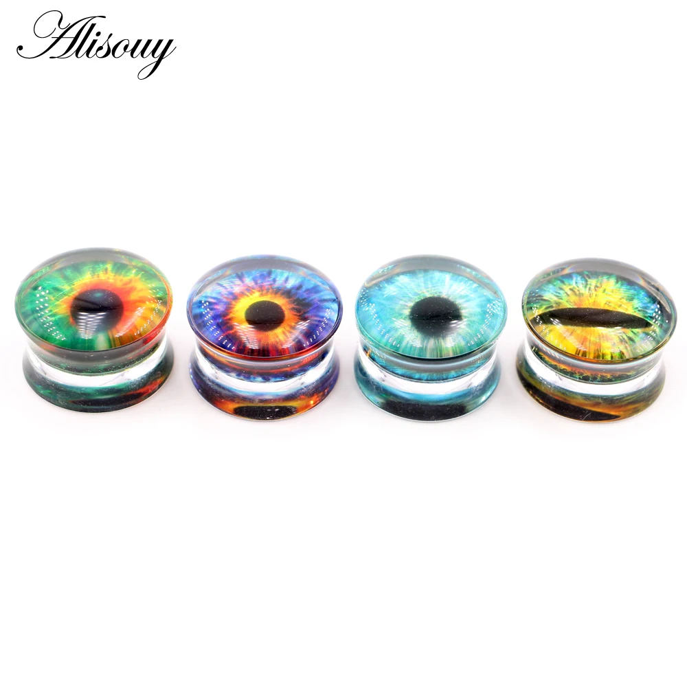 Alisouy 2pcs Transparent Round Acrylic Eyeball Ear Gauges Tunnels Plugs Flesh Stretcher Expander Earrings Piercing Body Jewelry