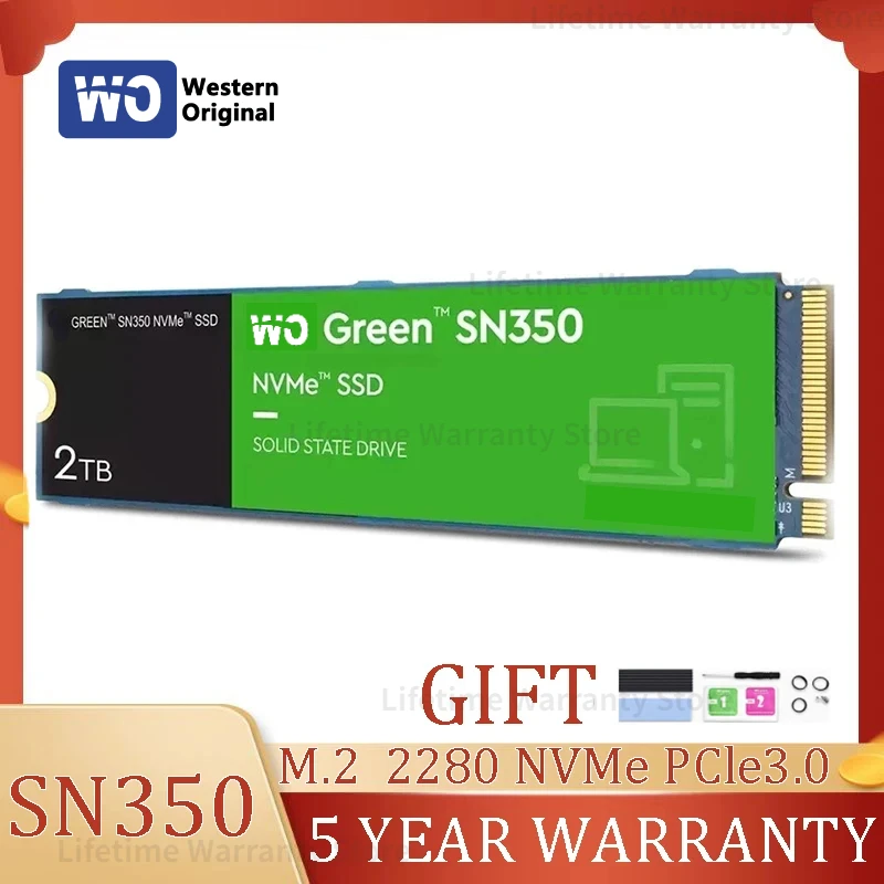 

Western Oigital 1TB 2TB 4TB 8TB 240GB 500GB DW Green SN350 NVMe SSD PCIe 3.0 M.2 2280 Computer Solid State Drive Up to 3200MB/s